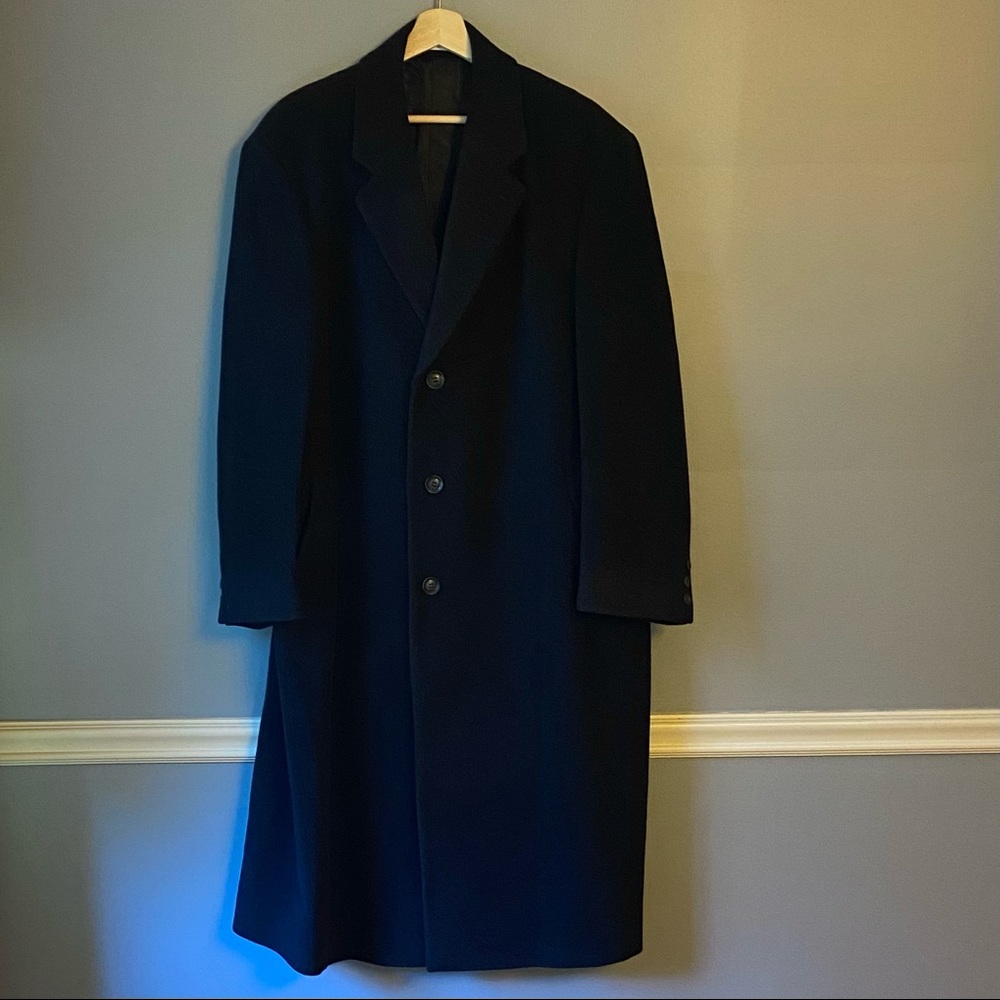 John W. Nordstrom Mens Wool Overcoat, Charcoal, Dark Gray, 44R, EUC